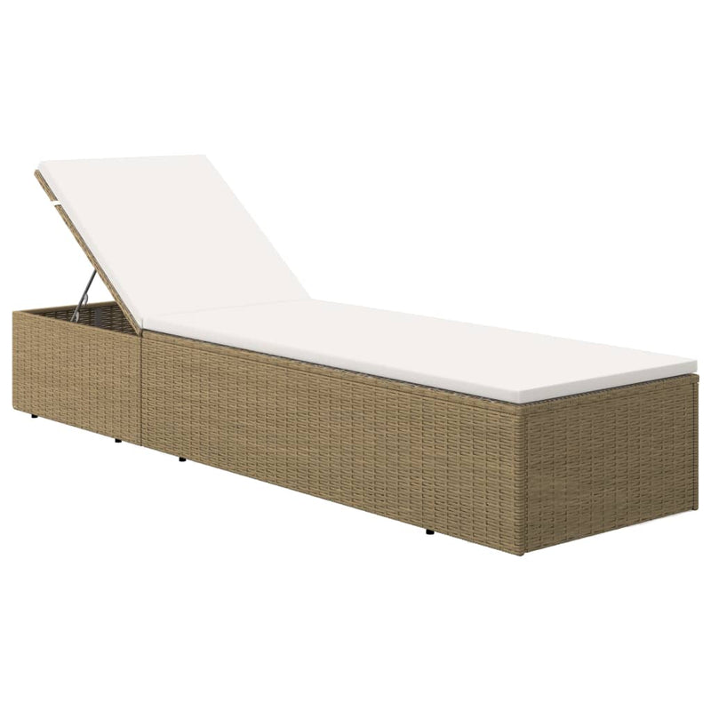 Sunlounger Poly Rattan Brown and Cream White