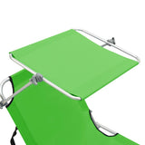 Folding Sun Lounger with Canopy Steel Apple Green