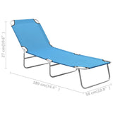 Folding Sun Lounger Steel and Fabric Turquoise Blue