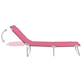 Folding Sun Lounger Steel and Fabric Pink