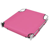 Folding Sun Lounger with Head Cushion Steel Magento Pink