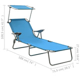 Sun Lounger with Canopy Steel Blue