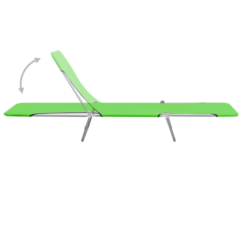 Folding Sun Loungers 2 pcs Steel and Fabric Green