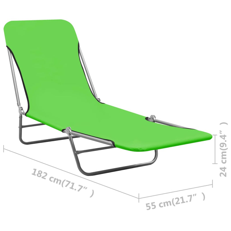 Folding Sun Loungers 2 pcs Steel and Fabric Green