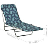 Folding Sun Loungers 2 pcs Steel and Fabric Leaf Pattern