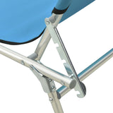 Folding Sun Lounger with Canopy Blue Aluminum