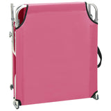 Folding Sun Lounger with Canopy Pink Aluminum