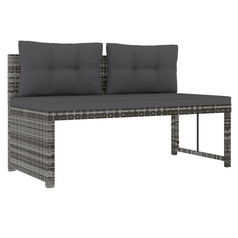 4 Piece Patio Dining Set with Cushions Gray Poly Rattan