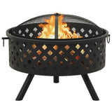 Fire Pit with Poker 26.8" XXL Steel