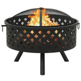 Fire Pit with Poker 26.8" XXL Steel