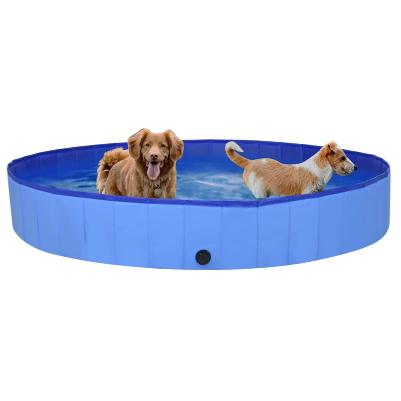 Foldable Dog Swimming Pool Blue 78.7"x11.8" PVC