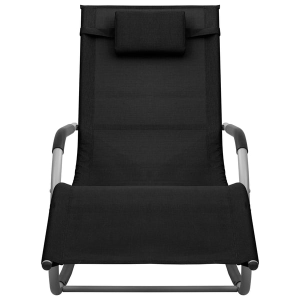 Sun Lounger Textilene Black and Gray