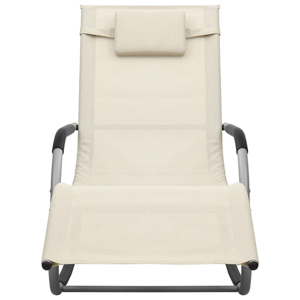 Sun Lounger Textilene Cream and Gray