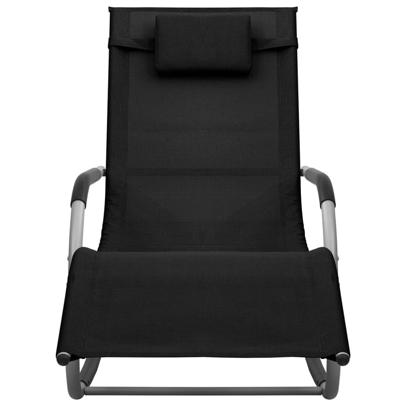 Sun Loungers 2 pcs Textilene Black and Gray