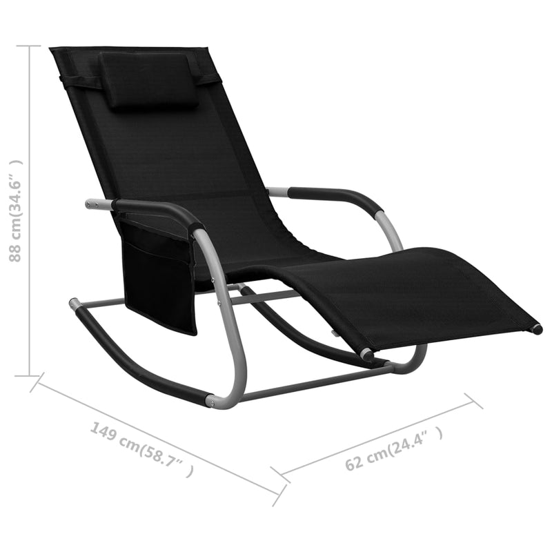 Sun Loungers 2 pcs Textilene Black and Gray