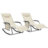 Sun Loungers 2 pcs Textilene Cream and Gray