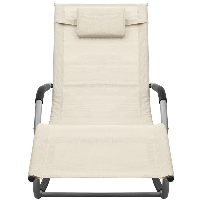 Sun Loungers 2 pcs Textilene Cream and Gray