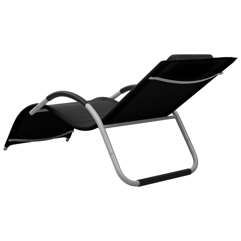 Sun Lounger Textilene Black and Gray