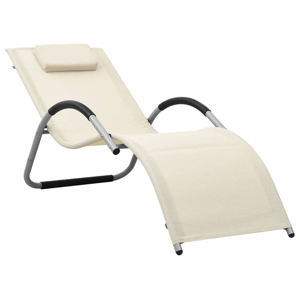 Sun Lounger Textilene Cream and Gray