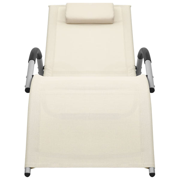 Sun Lounger Textilene Cream and Gray