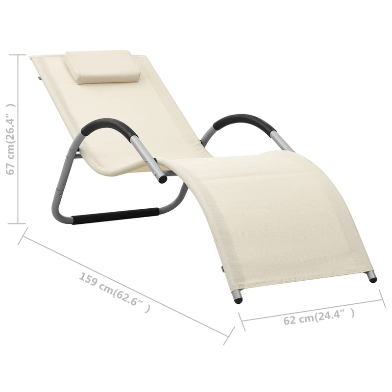 Sun Lounger Textilene Cream and Gray