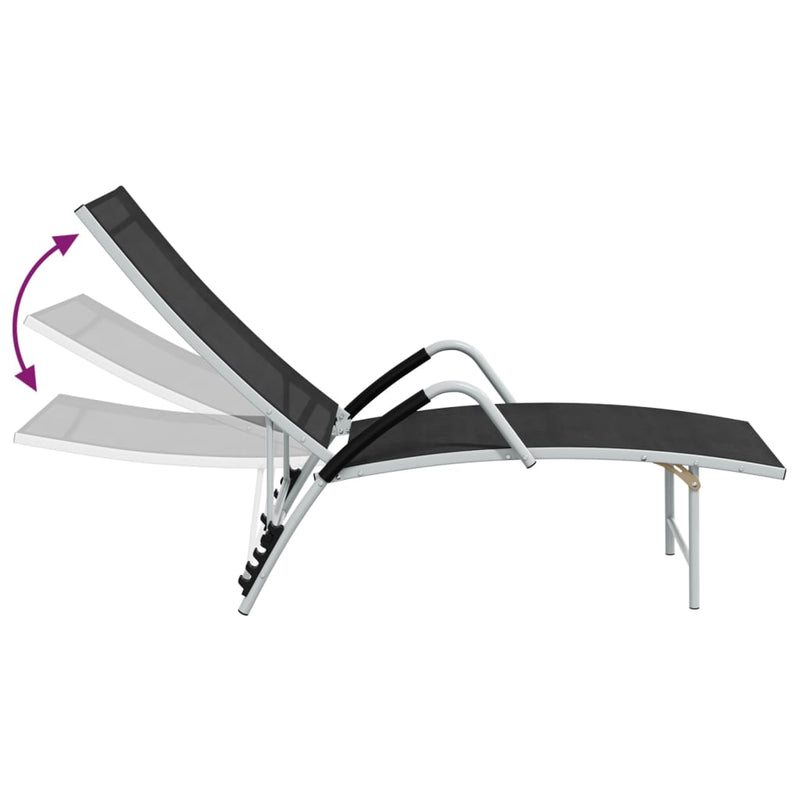 Sun Lounger Textilene and Aluminum Black