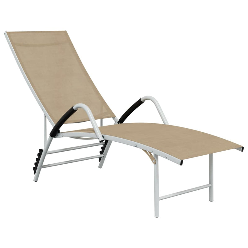 Sun Lounger Textilene and Aluminum Cream