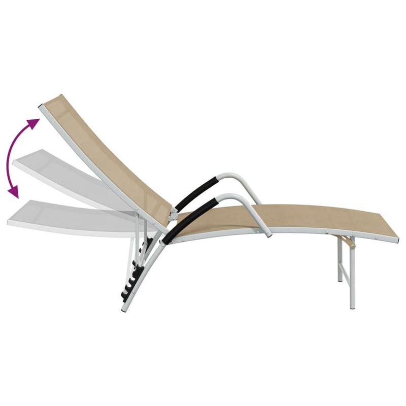 Sun Lounger Textilene and Aluminum Cream