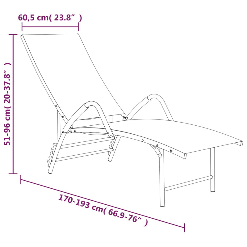 Sun Lounger Textilene and Aluminum Cream