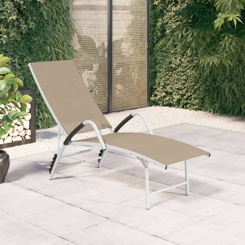 Sun Lounger Textilene and Aluminum Cream