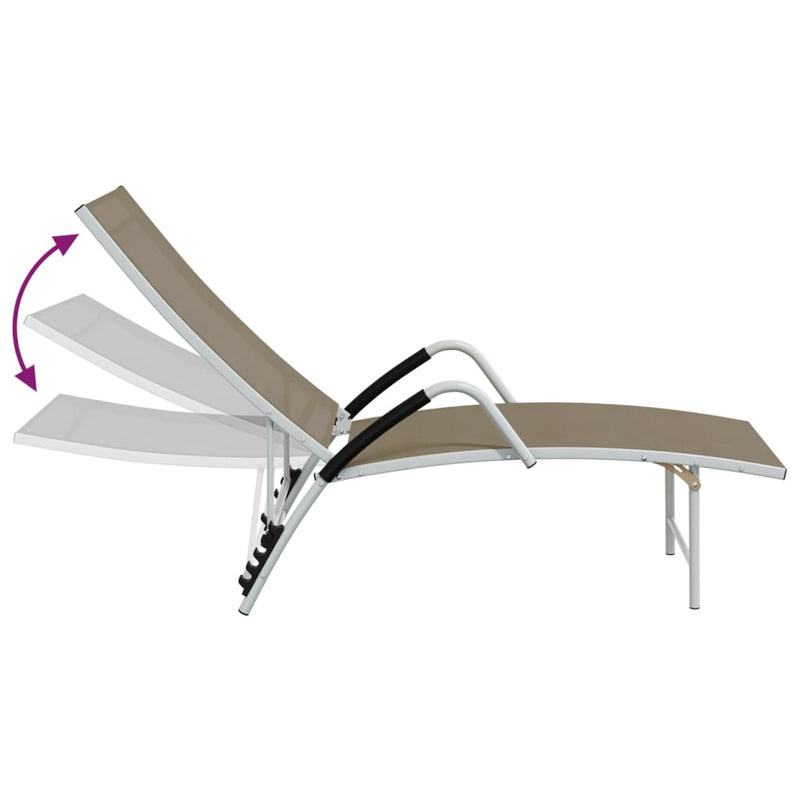 Sun Lounger Textilene and Aluminum Taupe