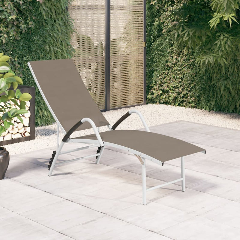 Sun Lounger Textilene and Aluminum Taupe