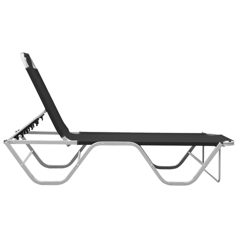 Sun Lounger Aluminum and Textilene Black