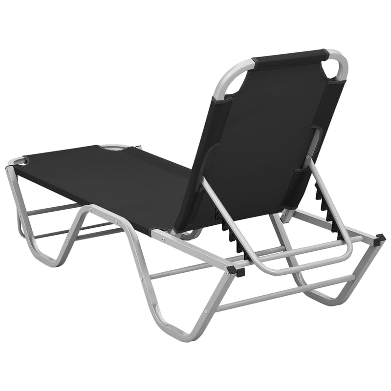 Sun Lounger Aluminum and Textilene Black