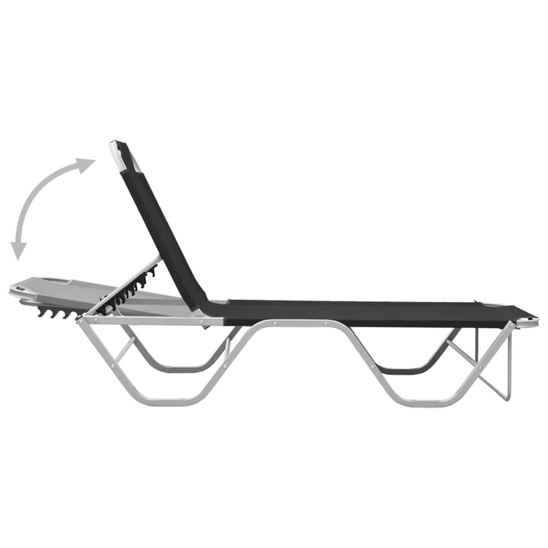 Sun Lounger Aluminum and Textilene Black