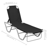 Sun Lounger Aluminum and Textilene Black