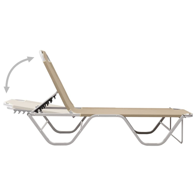 Sun Lounger Aluminum and Textilene Cream