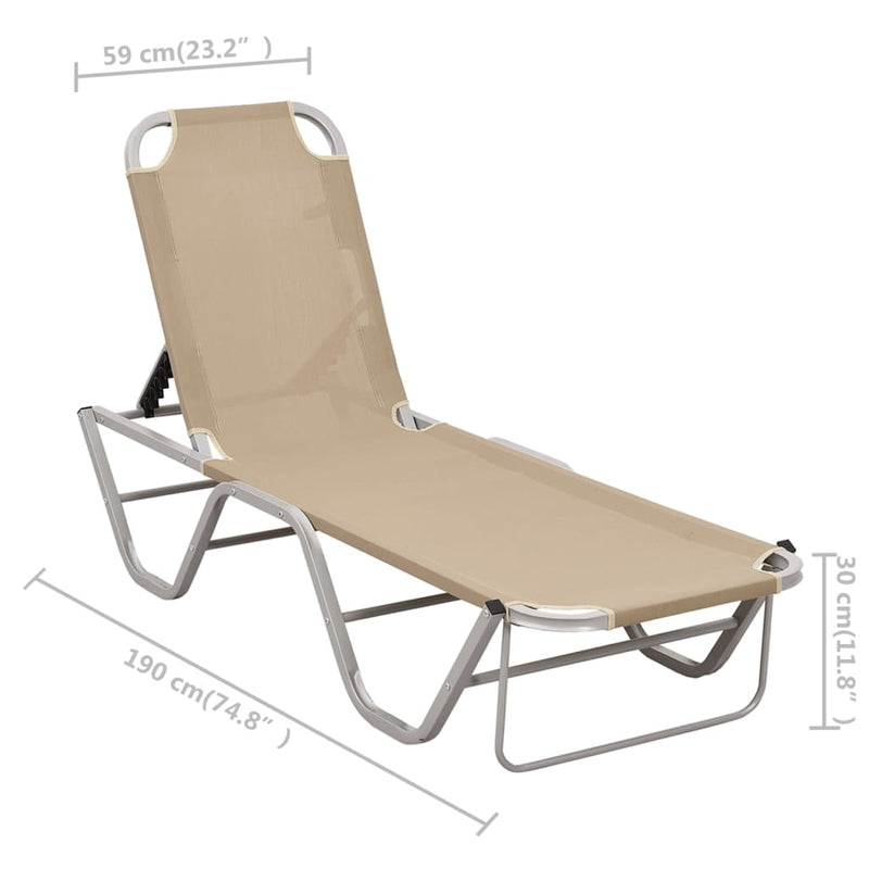 Sun Lounger Aluminum and Textilene Cream