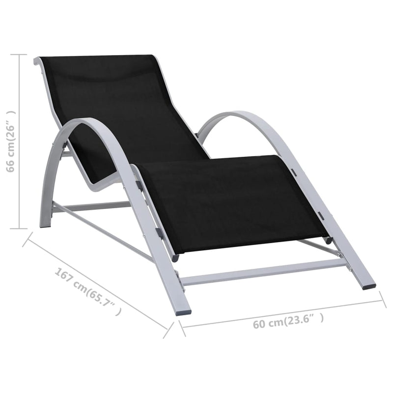 Sunlounger Textilene and Aluminum Black