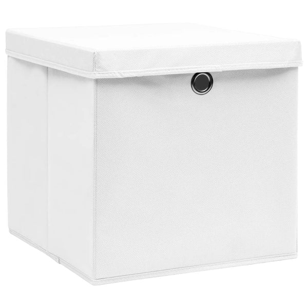 Storage Boxes with Covers 4 pcs 11"x11"x11" White