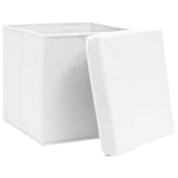 Storage Boxes with Covers 4 pcs 11"x11"x11" White