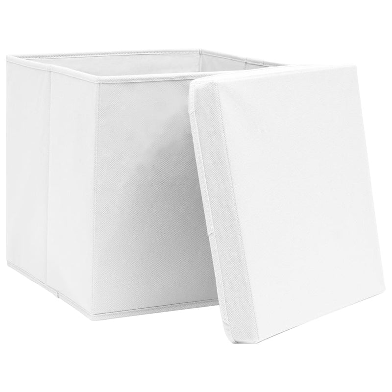 Storage Boxes with Covers 4 pcs 11"x11"x11" White