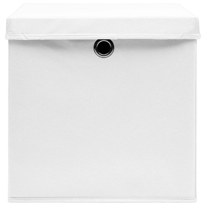 Storage Boxes with Covers 4 pcs 11"x11"x11" White