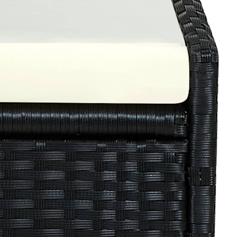 Sunbed with Cushion Poly Rattan Black