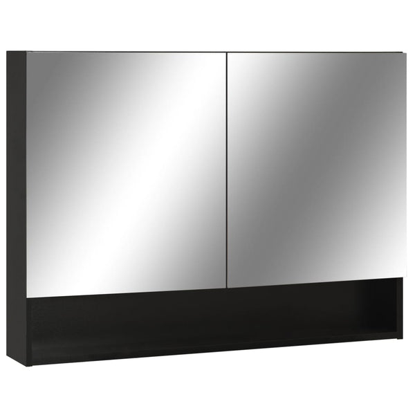 LED Bathroom Mirror Cabinet Black 31.5"x5.9"x23.6" MDF