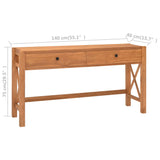 Desk with 2 Drawers 55.1"x15.7"x29.5" Teak Wood