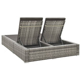 Double Sun Lounger Poly Rattan Gray