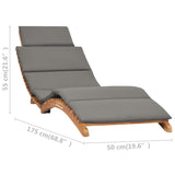 Folding Sun Lounger with Dark Gray Cushion Solid Teak Wood