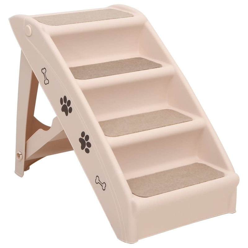 Folding Dog Stairs Cream 24.4"x15.7"x19.5"