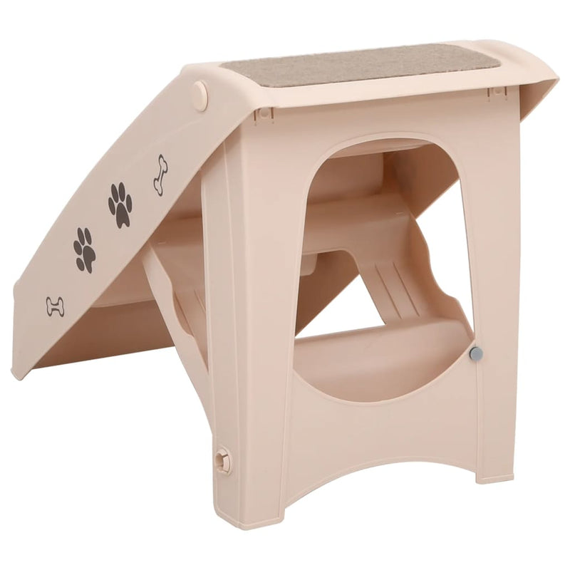 Folding Dog Stairs Cream 24.4"x15.7"x19.5"